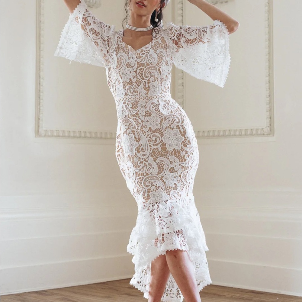 Cecilia Dress in White Lace